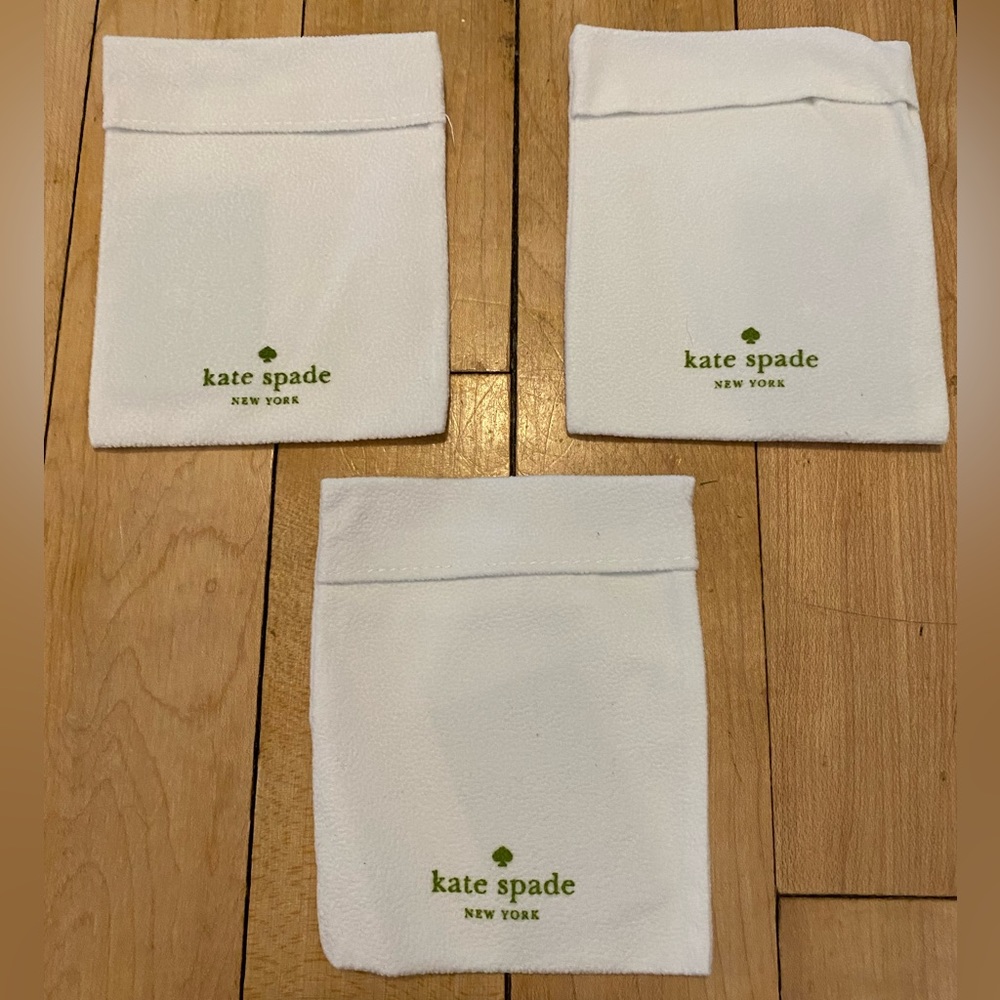 Kate Spade Jewelry Dust Bag 3.5x4.25 Set of 3 Classic Green Logo